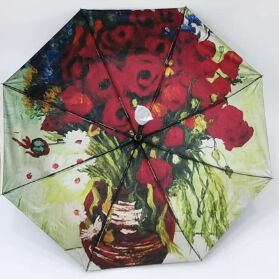 विन्सेंट वैन गॉग आर्ट ब्लैकआउट 3-फोल्ड ऑटोमैटिक ट्रैवल छाता, यूवी प्रोटेक्शन और ऑटो ओपन क्लोज के साथ (21 इंच-8k)