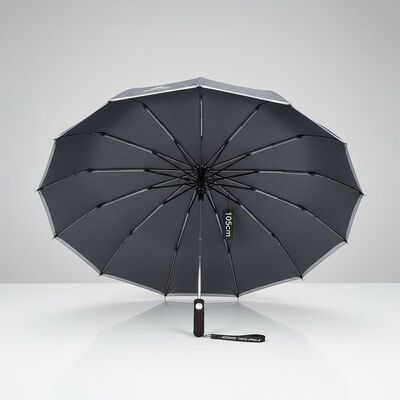 105 सेमी खुला व्यास, फाइबरग्लास रिब्स, और परावर्तक किनारे ट्रिम के साथ बड़ा स्वचालित यात्रा छतरी