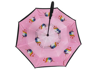 बच्चों के लिए गुलाबी छोटे उल्टे छाता छाता रबर हैंडल Unicon मुद्रित