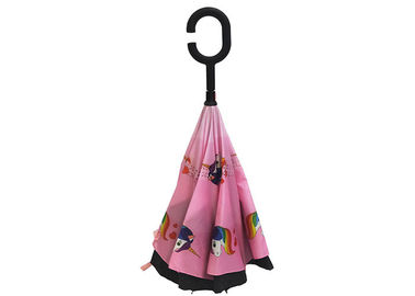 बच्चों के लिए गुलाबी छोटे उल्टे छाता छाता रबर हैंडल Unicon मुद्रित