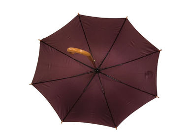 भारी हवा के लिए पोर्टेबल ब्राउन लकड़ी के हैंडल छाता अतिरिक्त टिकाऊ मजबूत
