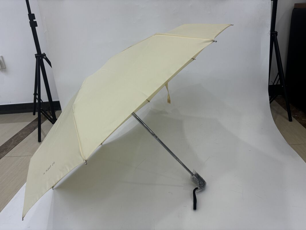 Custom Print Mini Pocket Aluminum Bone 4 Fold 8K Umbrella with Auto Open Close Button Non Slip Grip